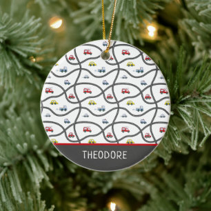 Niedliche Custom Little Boy's Name Auto Weihnachte Keramik Ornament