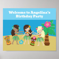 Niedliche Custom Luau Beach Hula Girls Geburtstags