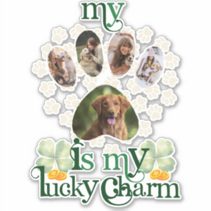 Niedliche Custom Paw Fotos Hund St Patrick's Day Aufkleber