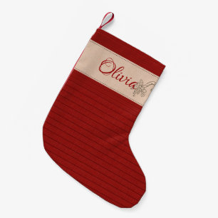 Niedliche Custom Red Stripes Rustikaler Weihnachts Kleiner Weihnachtsstrumpf