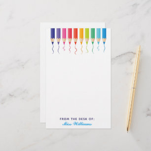 Niedliche Custom School Teacher Rainbow Artistic Briefpapier