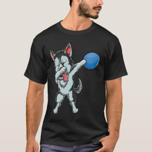 Niedliche Dabbing Sibirische Husky Dog Dab Disc Go T-Shirt