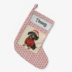 Niedliche Dackel, angepasst an Name, Dackel, Kleiner Weihnachtsstrumpf