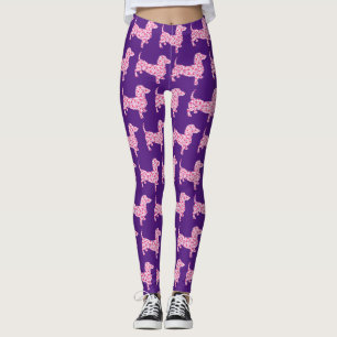 Niedliche Dackel aus rosa Herzen Leggings