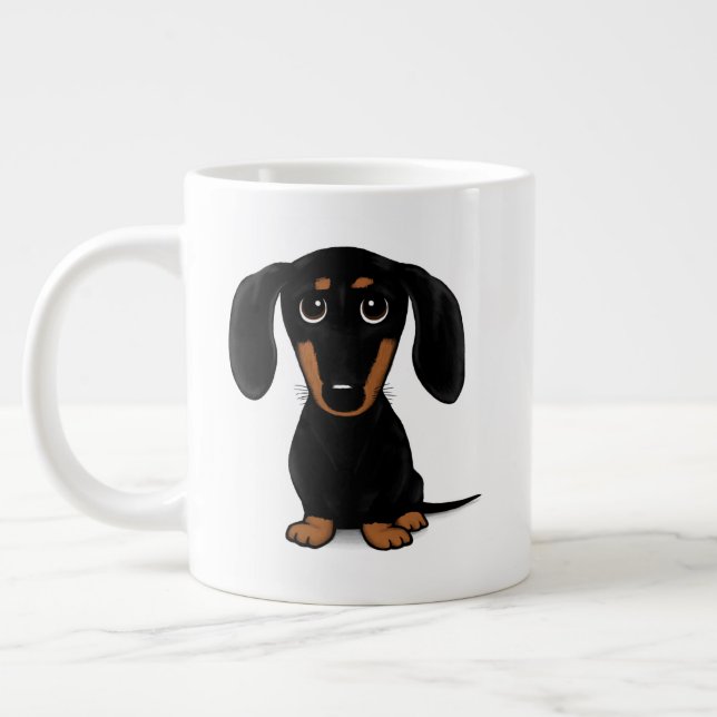 Niedliche Dackel Black and Tan | Dackel Hund Jumbo-Tasse (Links)