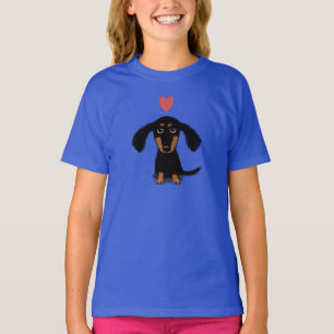 Niedliche Dackel Dackel Hund Welpe mit Herz T-Shirt