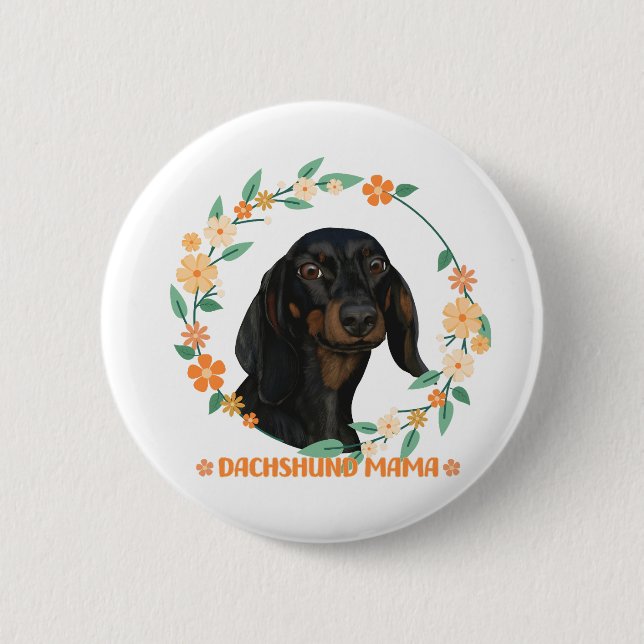 Niedliche Dackel - Dackel Mama Button (Vorderseite)