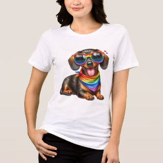 NIEDLICHE DACKEL DOG RAINBOW PRIDE UNTERSTÜTZUNG Tri-Blend SHIRT