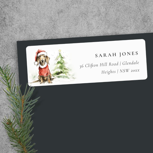 Niedliche Dackel Dog Watercolor Weihnachtsadresse (Von Creator hochgeladen)