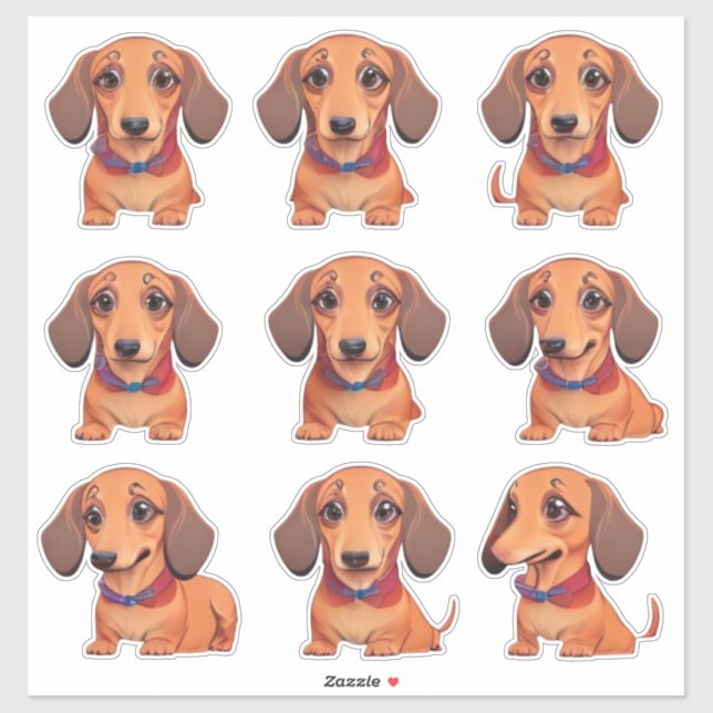Niedliche Dackel Emoji Dog Stickers Aufkleber (Blatt)