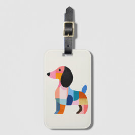 Niedliche Dackel - Farbblock-Gepäckmarke Gepäckanhänger