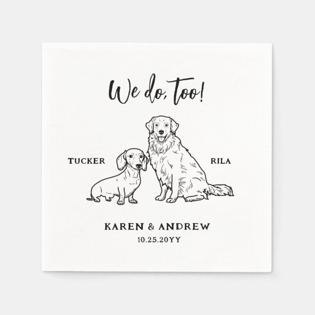 Niedliche Dackel Golden Retriever Hunde Hochzeit Serviette (Vorderseite)