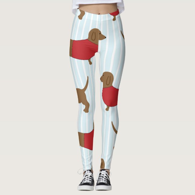 Niedliche Dackel Hund drucken Leggings (Vorderseite)