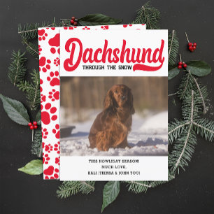 Niedliche Dackel Hund Weihnachtsbild Custom Foto Feiertagskarte