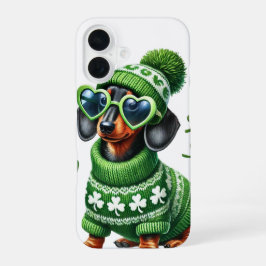 NIEDLICHE DACKEL HUNDE IN IRISCHEN KLEIDEN iPhone 16 HÜLLE