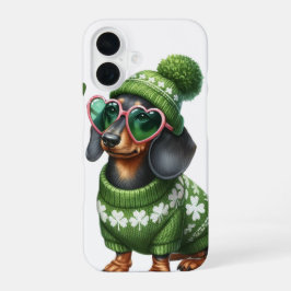 NIEDLICHE DACKEL HUNDE IN IRISCHEN KLEIDEN iPhone 16 HÜLLE