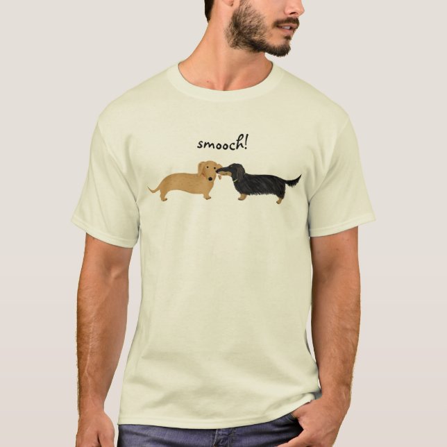 Niedliche Dackel-HundeLiebe Dackelnsmooch-| T-Shirt (Vorderseite)