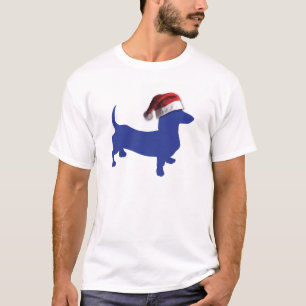 Niedliche Dackel in einer Weihnachtsmannmütze T-Shirt