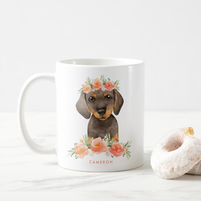 Niedliche Dackel Kaffeetasse (Mit Donut)