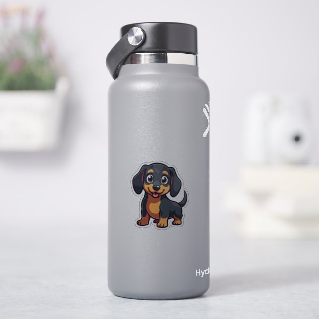 Niedliche Dackel, Kawaii Adventure, Klein Aufkleber (HydroFlask)