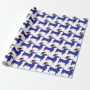 Niedliche Dackel mit einem Santa Claus Hat Geschenkpapier
