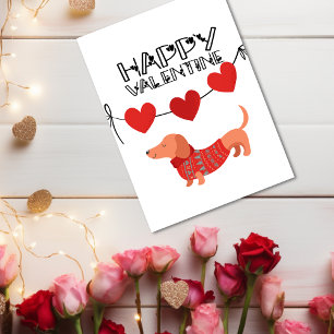 Niedliche Dackel mit Herzbanner Happy Valentine