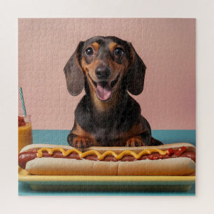 Niedliche Dackel mit Hot Dog Puzzle