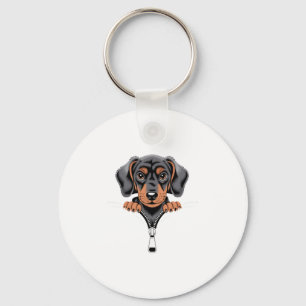 Niedliche Dackel Peeking Out of Zipper Illustratio Schlüsselanhänger