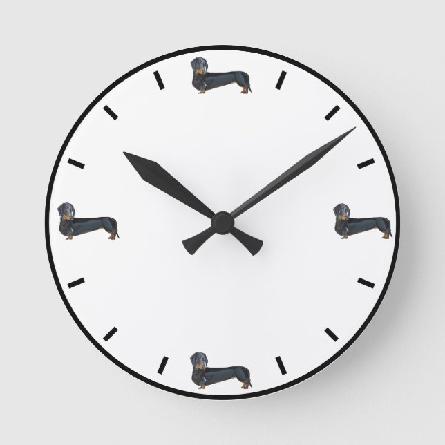 Niedliche Dackel Runde Wanduhr (Vorderseite)