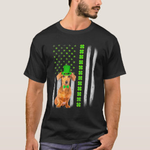 Niedliche Dackel Saint Patrick's Day American Flag T-Shirt