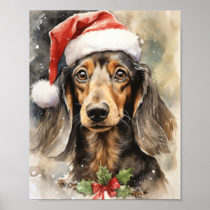 Niedliche Dackel Santa Puppy Poster
