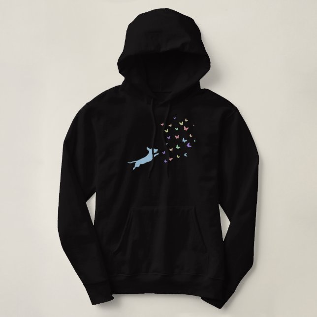 Niedliche Dackel Schmetterlingsbekämpfung Premium  Hoodie (Design vorne)