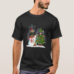Niedliche Dackel Snowman Tree Weihnachtshund T-Shirt