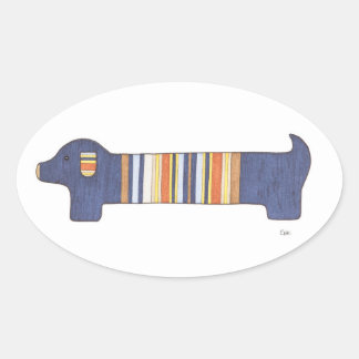 Niedliche Dackel Sticker-Dackel#1 - Kunst von Erin Ovaler Aufkleber