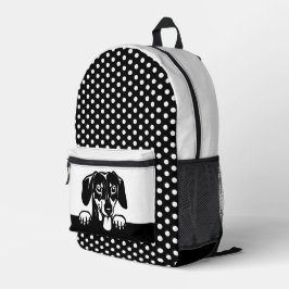 Niedliche Dackel und Polka Dots Bedruckter Rucksack