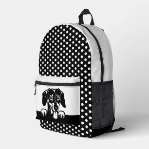 Niedliche Dackel und Polka Dots Bedruckter Rucksack