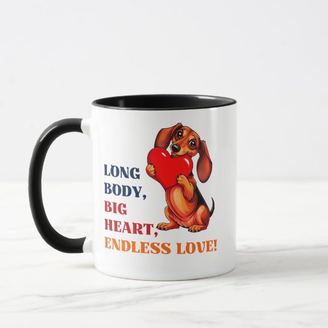 Niedliche Dackel Valentinstag Herzstück Lover Dog Tasse (Links)
