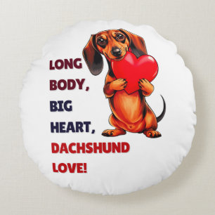 Niedliche Dackel Valentinstag Herzstück Lover Hund Rundes Kissen