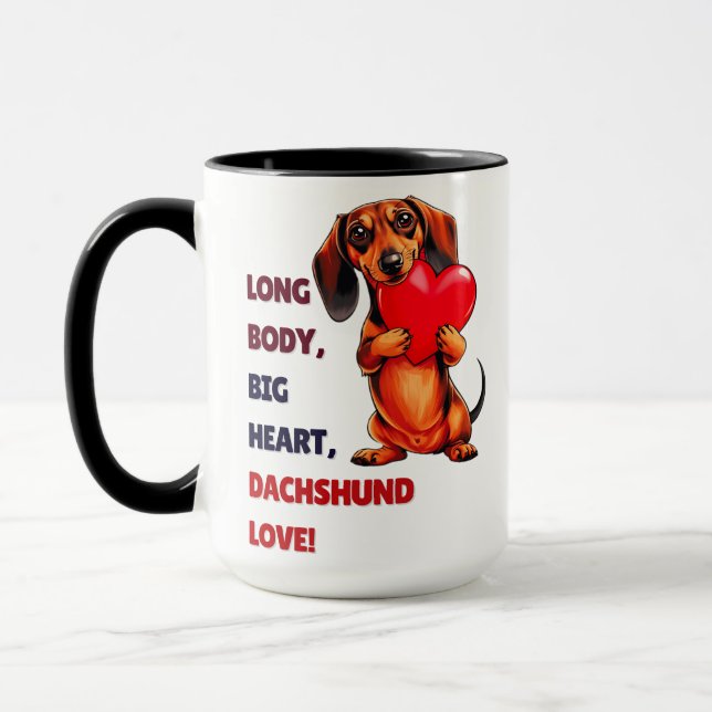 Niedliche Dackel Valentinstag Herzstück Lover Hund Tasse (Links)
