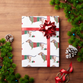 Niedliche Dackel Wasserfarbe Hund im Weihnachtsjum Geschenkpapier