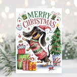 Niedliche Dackel Wasserfarbe Weihnachtskarte Feiertagskarte<br><div class="desc">Niedliche Aquarell Dackel Weihnachtskarte ist ein lustiger und festlicher Weg,  Urlaubswünsche an Ihre Freunde und Familie zu senden. Fügen Sie Ihren personalisierten Gruß auf der Rückseite.</div>