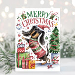 Niedliche Dackel Wasserfarbe Weihnachtskarte Feiertagskarte<br><div class="desc">Niedliche Aquarell Dackel Weihnachtskarte ist ein lustiger und festlicher Weg,  Urlaubswünsche an Ihre Freunde und Familie zu senden. Fügen Sie Ihren personalisierten Gruß auf der Rückseite.</div>