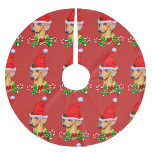 Niedliche Dackel Weihnachten froh Polyester Weihnachtsbaumdecke