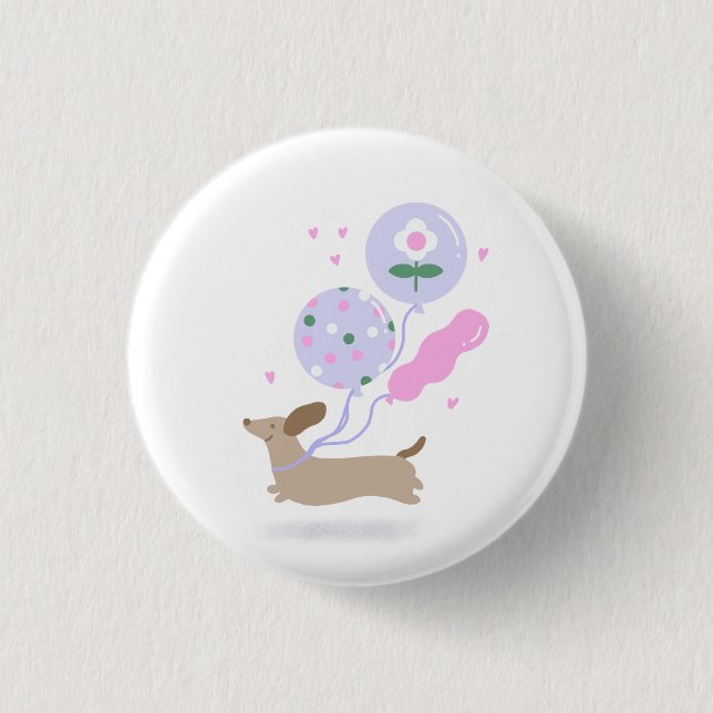 Niedliche Dackel Weiner Dog Lover Party Rosa Button (Vorderseite)