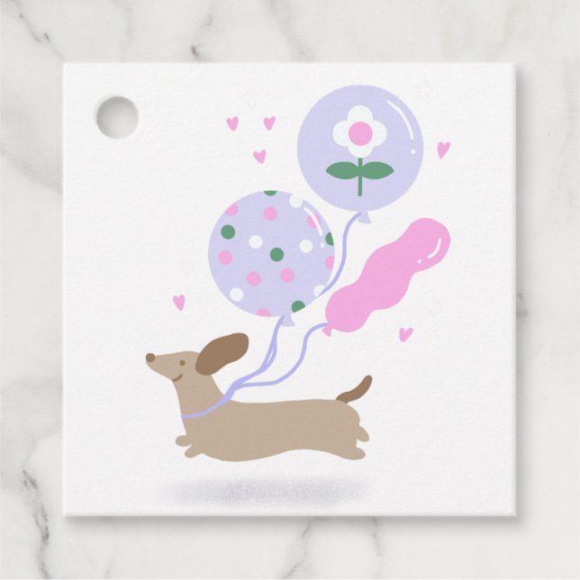 Niedliche Dackel Weiner Dog Lover Party Rosa Geschenkanhänger (Vorderseite)