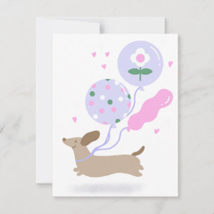 Niedliche Dackel Weiner Dog Lover Party Rosa RSVP Karte