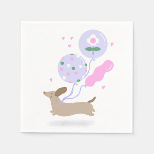 Niedliche Dackel Weiner Dog Lover Party Rosa Serviette