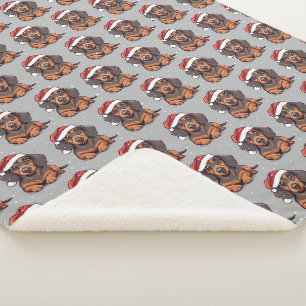 Niedliche Dackel Welpe Weihnachten Sherpa Blanket Sherpadecke