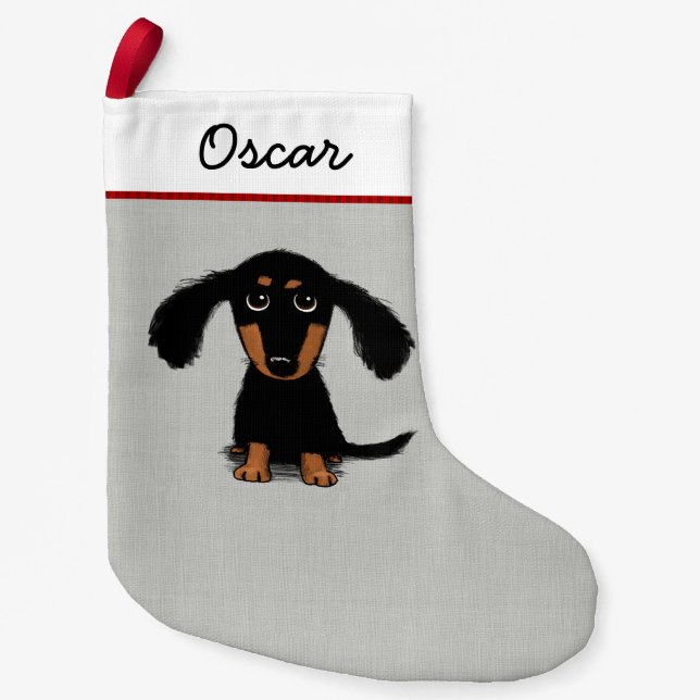 Niedliche Dackel Welpen-Dackel Hund Xmas Kleiner Weihnachtsstrumpf (Vorderseite)