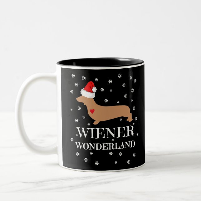 Niedliche Dackel Wunderland Dackel Urlaub Zweifarbige Tasse (Links)